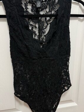 Rue21 Black Lace Floral Bodysuit